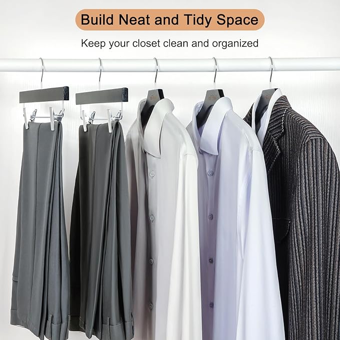 TOPIA HANGER Wooden Coat Hangers 24 Pack, Premium Wood Suit Sweater No Shoulder - Image 6
