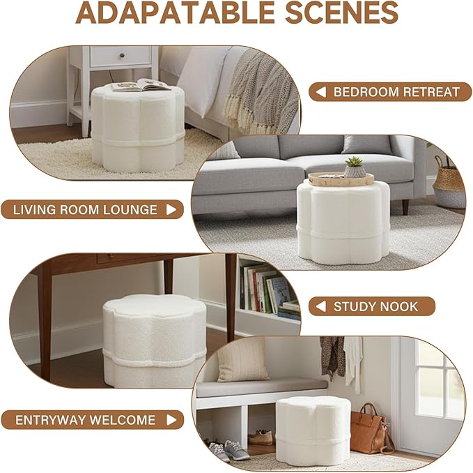 Tiita Floral Pouf Ottoman, Foot Stools Ottoman - Image 3