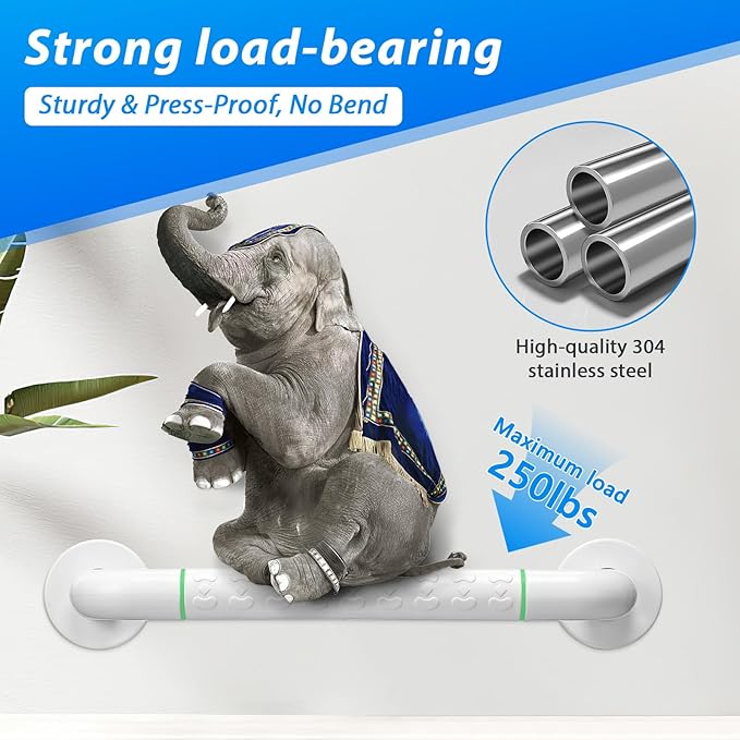 2 Pack 16 Inch White Shower Grab Bar, Bath Grab Rails - Image 4