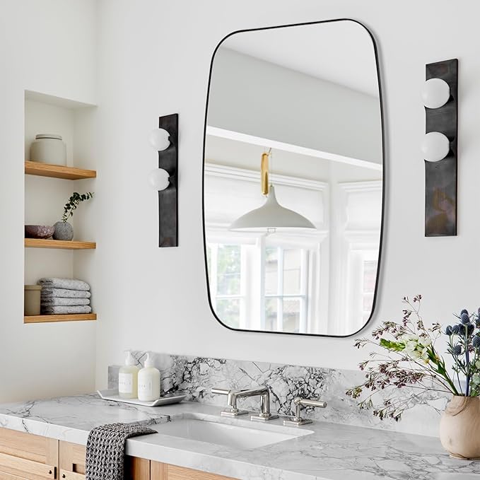 Black Oval Mirror, Oblong Bathrrom Mirror Modern Anti Rust - Image 6