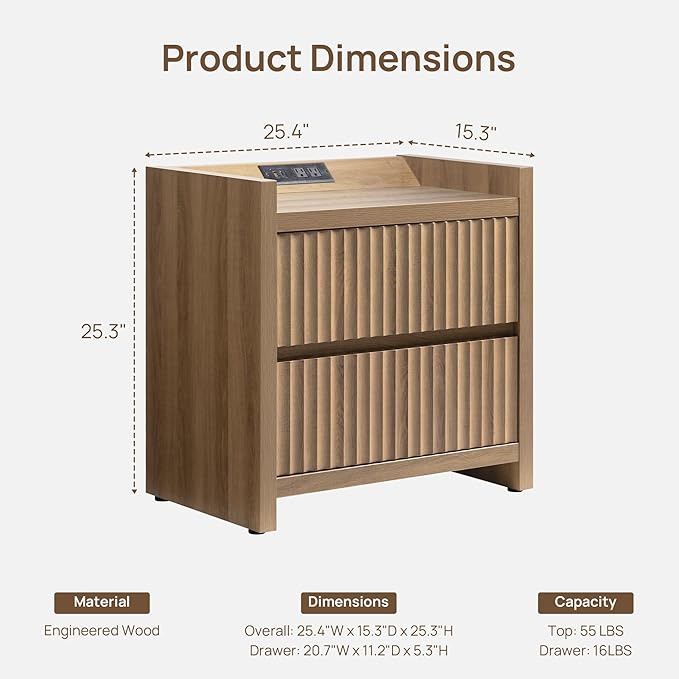 SICOTAS Night Stand Fluted Nightstands - Image 2