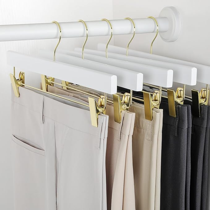 TOPIA HANGER White Wooden Pants Hangers - Image 3
