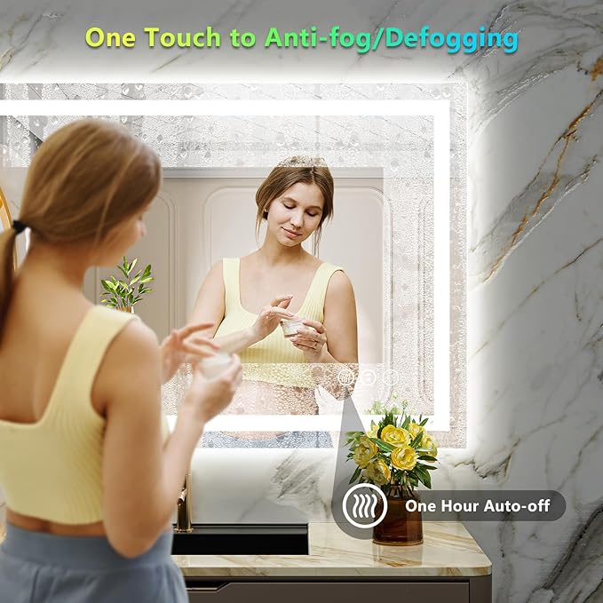 YEELAIT 44x32 Inch RGB LED Bathroom Mirror Front Light and RGB Backlit Lighted - Image 5
