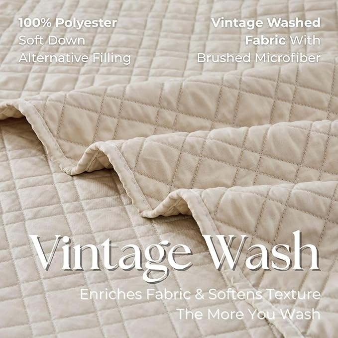 Queen Quilt Set with Shams Lightweight Quilted Bedspread Coverlet Thin - Image 4