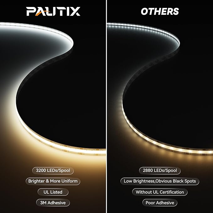 PAUTIX COB LED Strip Light CCT Tunable White IP65 Waterproof, CRI90+ 16.4ft/5m - Image 5