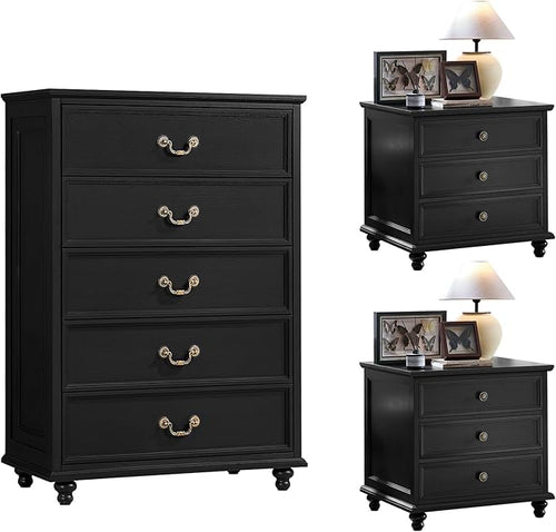 24" Wide Farmhouse Nightstand Set of 2, Farmhouse Furniture Series by Joaxswe