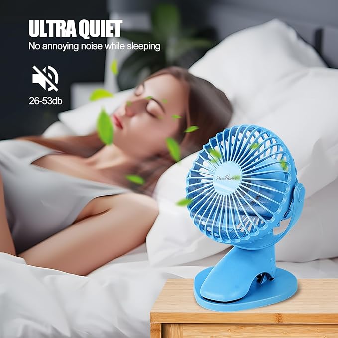 Portable Clip Fan Battery Operated, 3 Speeds USB Rechargeable Mini Table Fan - Image 5