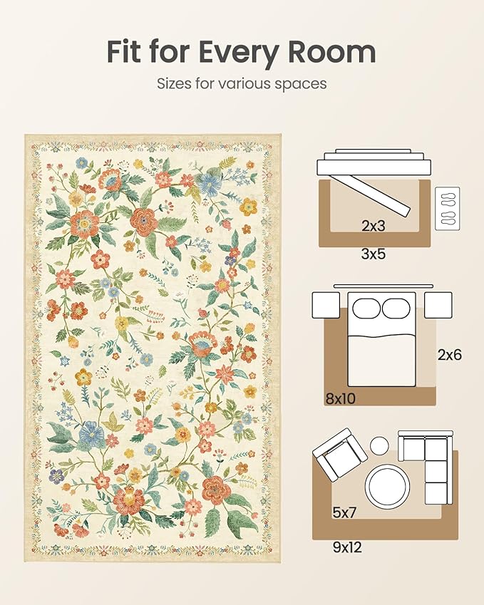 Amada 5x7 Area Rugs, Non-Slip & Low-Profile Living Room Rug - Image 7