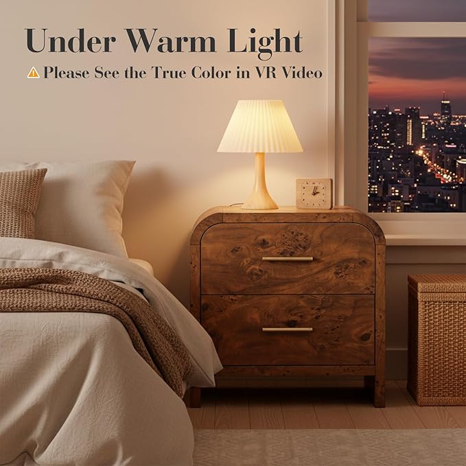 Night Stand 2-Drawer Nightstand 24" H Metal Handle Modern Sturdy Bedside Table - Image 3