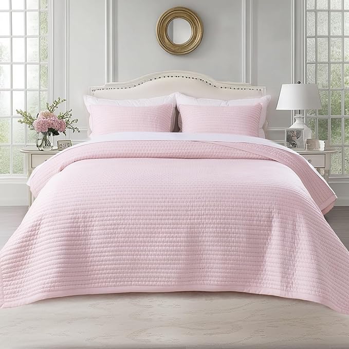Oversized King Quilt Set 112"x106" – Soft Washed 3-Layer Lightweight California by KASENTEX