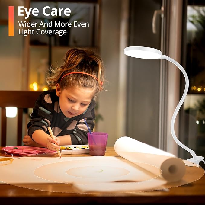 Reading Light with Remote, LED Desk Lamp Clip on RA>95 Dimmable Flexible - Image 4