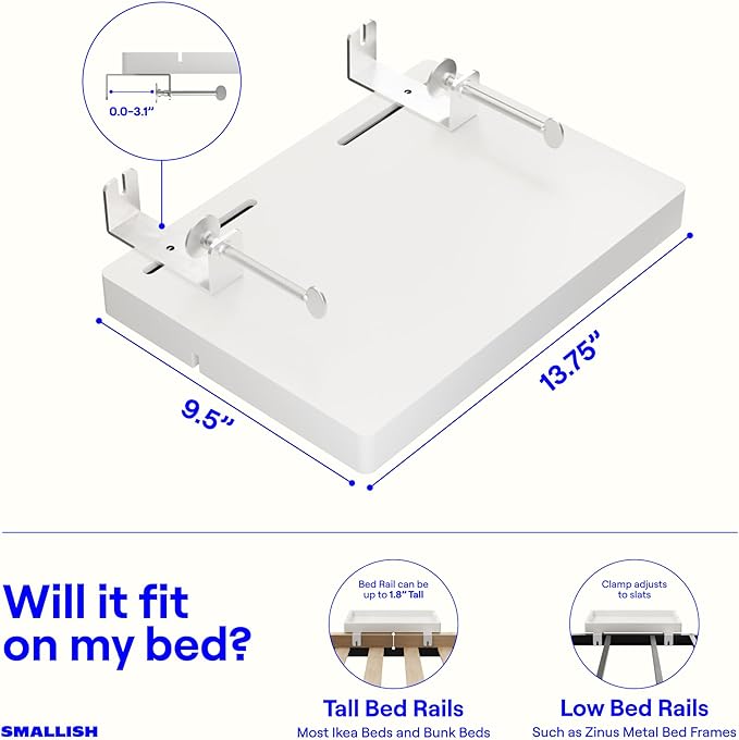 BedShelfie Wood Bedside Shelf for Bunk Bed & Top Bunk, College Dorm Room - Image 2