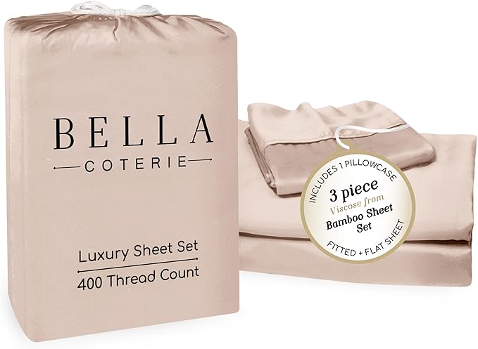 Bella Coterie Luxury Bamboo Viscose Twin Size Sheet Set | 100% Organically by BC