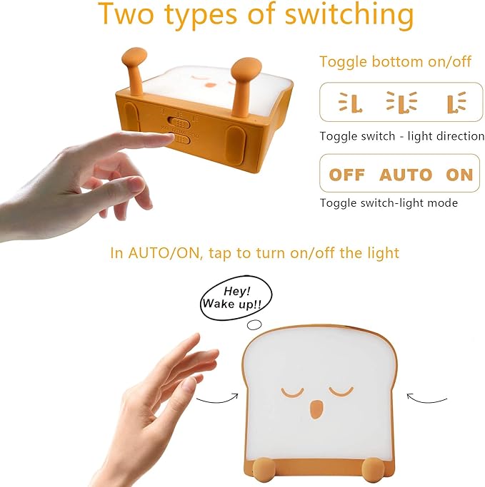 QANYI Cool Toast Bread Night Lamp, Desk Lamp Gifts - Image 3