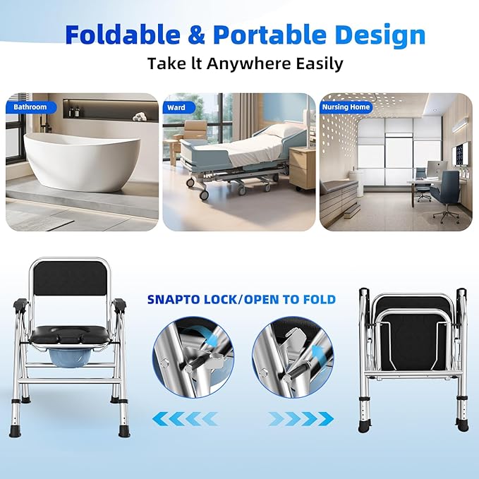 4 in 1 Folding Bedside Commode Chair - Image 5
