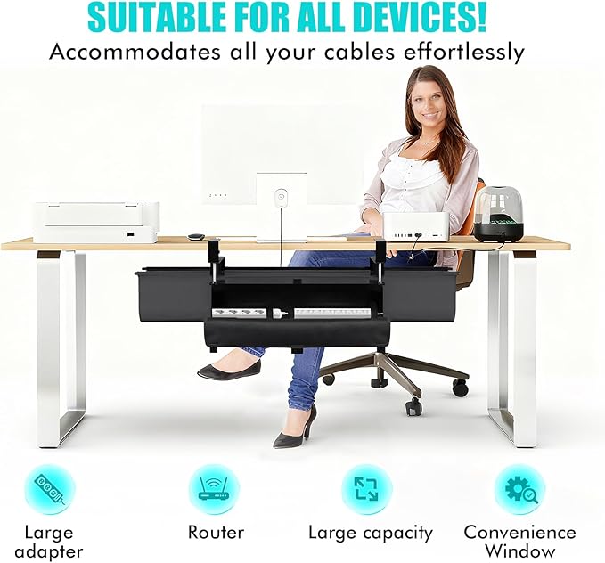 No Drill Under Desk Cable Management Tray - Image 4