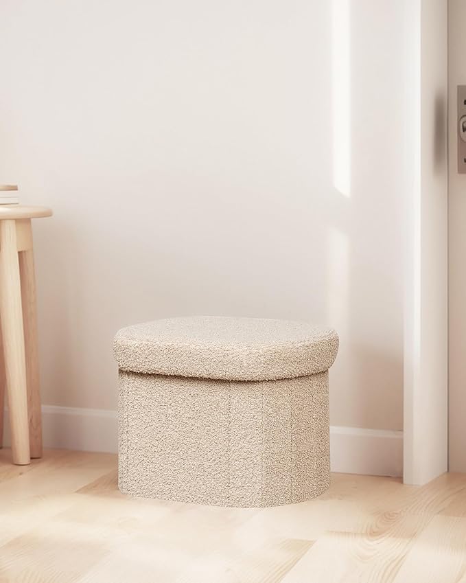 B FSOBEIIALEO Storage Ottoman for Dorm Room, Boucle Folding Storage Ottoman - Image 7