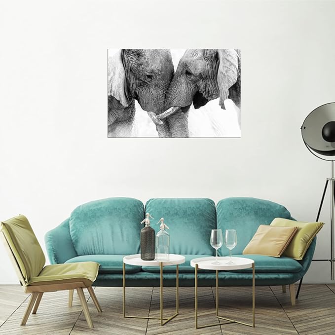 DZL Art D73081 Black and White Elephants Entwine Wall Art Canvas Painting Ready - Image 7