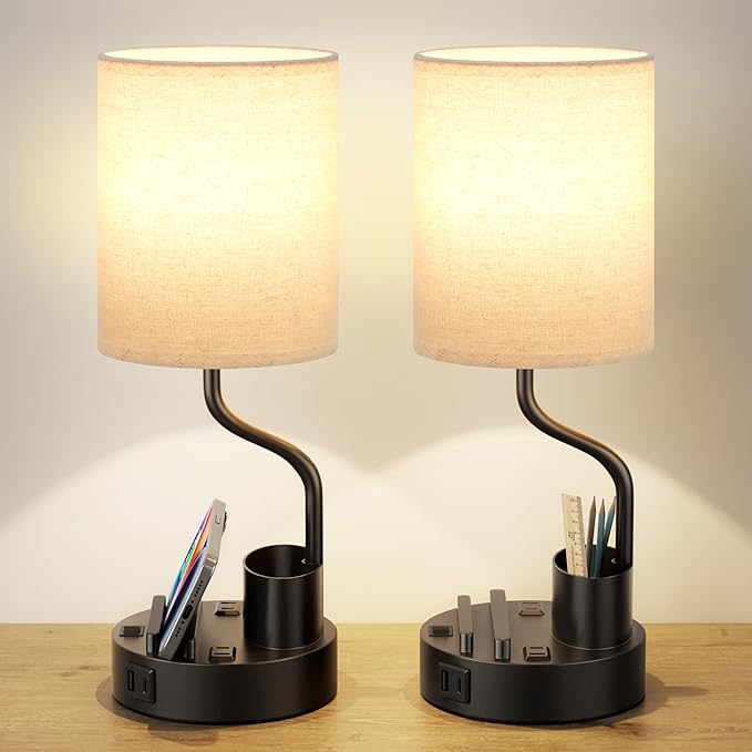 Bedside Table Lamps for Bedroom Set of 2 - Image 9