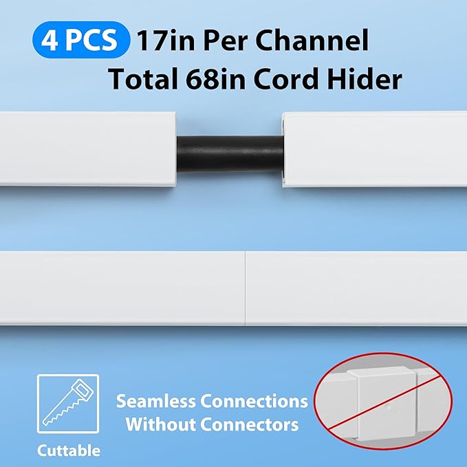 Cord Hider Wall for One Cord 68in, ZhiYo Cord Covers for Wires on Wall - Image 5