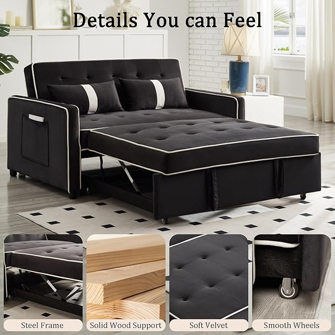 Convertible Sofa Bed, 3-in-1 Loveseat Futon Sofa Bed - Image 7