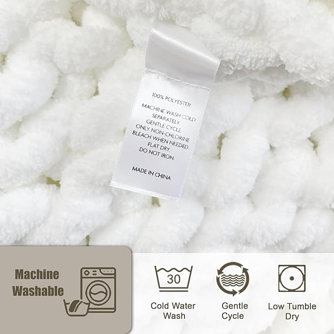Chunky Knit Throw Blanket 50"X 60", 100% Handmade - Image 5