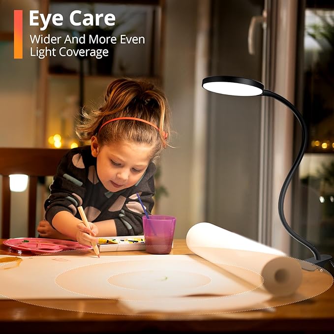 Reading Light with Remote, LED Desk Lamp Clip on RA>95 Dimmable Flexible - Image 4