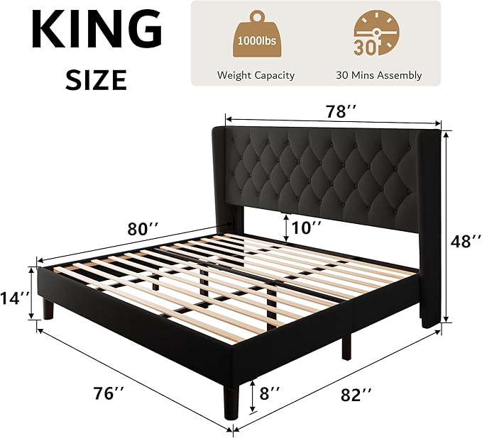 iPormis King Size Platform Bed Frame - Image 2