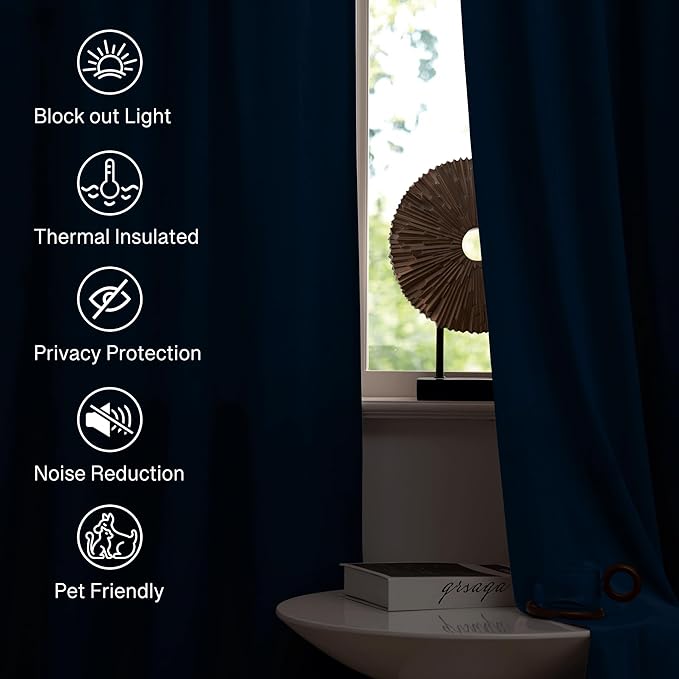 StangH Navy Blue Blackout Velvet Curtains - Image 6