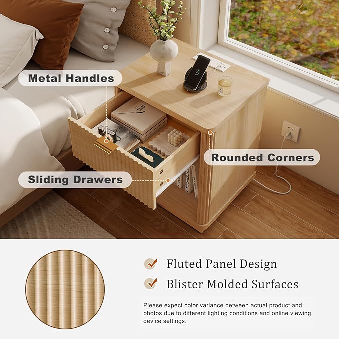 LYNCOHOME Fluted Nightstand - Image 4
