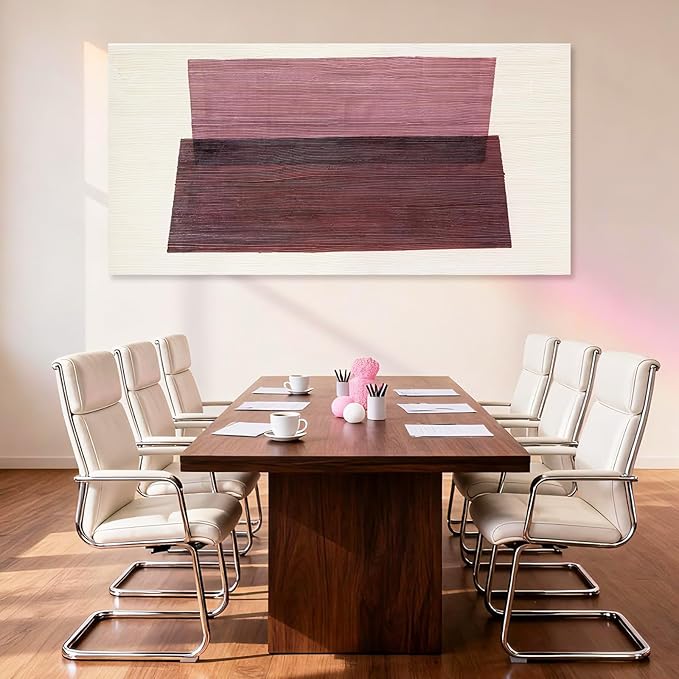 YETHEN WAL Burgundy Abstract Wall Decor Large Hand-Painted Textured Canvas Art - Image 4