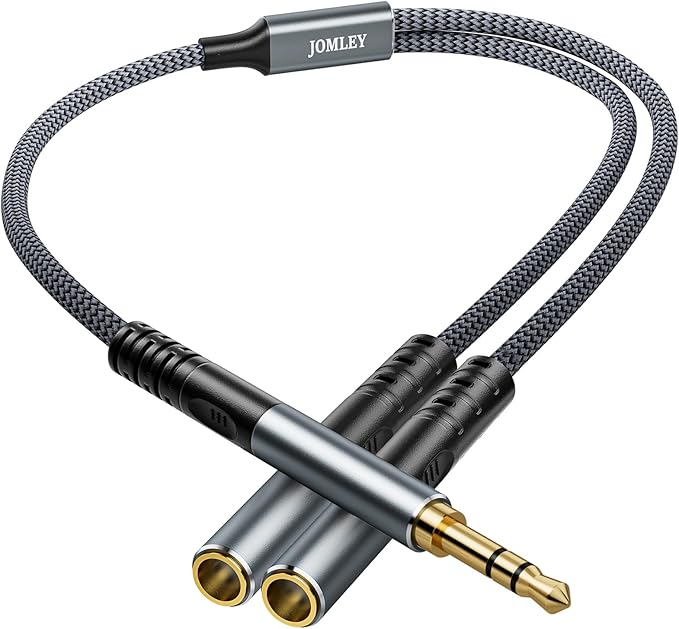 JOMLEY Headphone Splitter 1.6ft, Audio Splitter 3.5mm 1 Male to 2 Female Adapter by JOMLEY