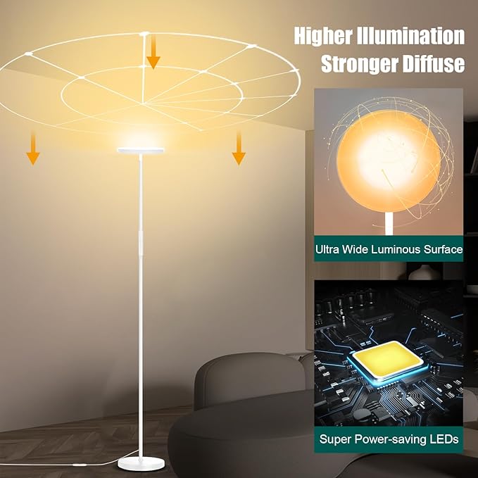 White Floor Lamp, 40W Super Bright Floor Lamps - Image 6