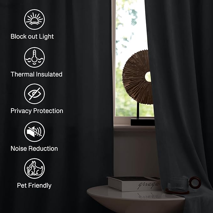 StangH Grey Velvet Curtains 84 inches Room Darkening Window Curtain Drapes - Image 6
