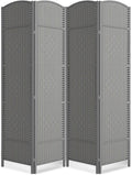 Paper Rope Room Divider, 4 Panel Wood Mesh Woven Design Screen by cocosica