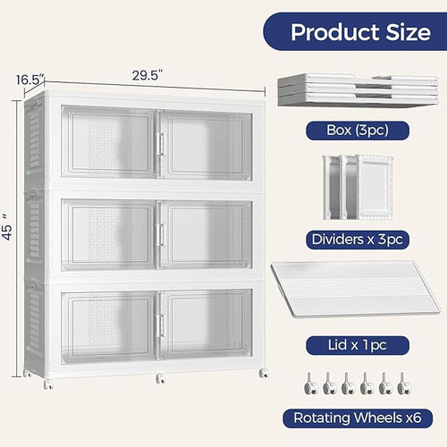 120GAL Storage Bins with Lid and Wheels, Stackable Closet Organizers and - Image 2