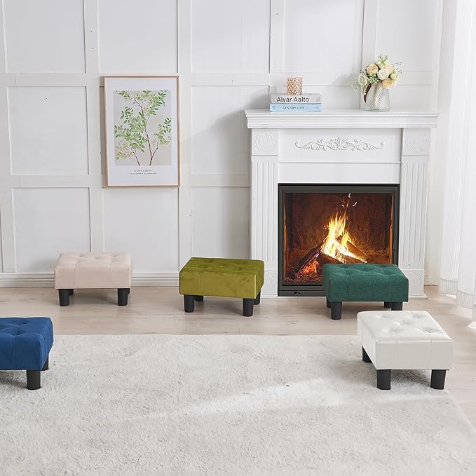 BRIAN & DANY Small Foot Stool, Leather Foot Stools - Image 7