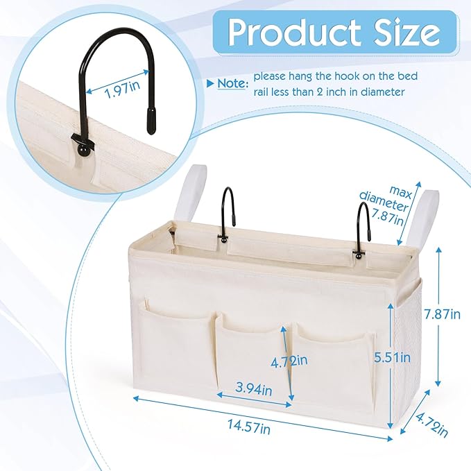 Ozzptuu Bedside Storage Caddy/Bedside Hanging Storage Bag - Image 2