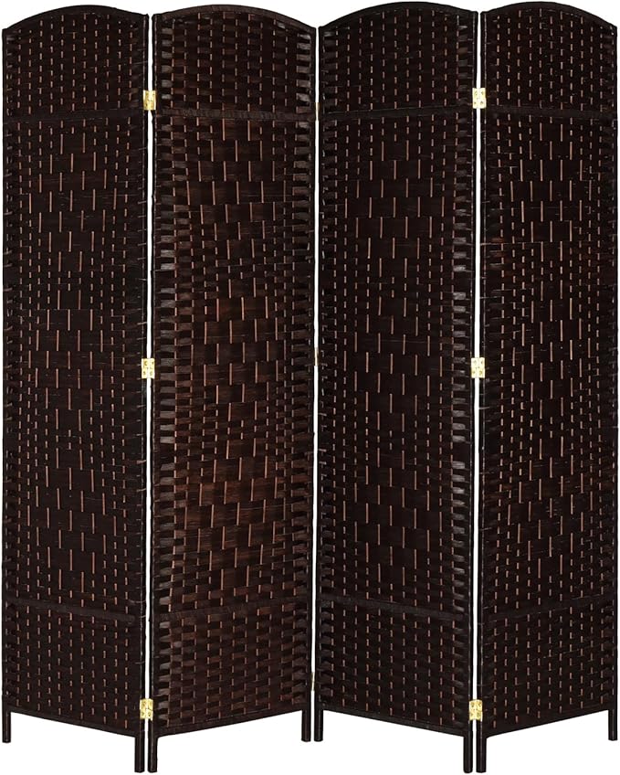 VINGLI 6 FT Tall Rattan Room Divider, Folding Privacy Screen, Indoor Partition by VINGLI
