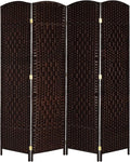 VINGLI 6 FT Tall Rattan Room Divider, Folding Privacy Screen, Indoor Partition by VINGLI