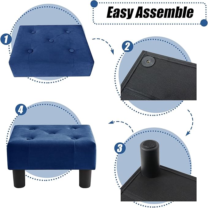 BRIAN & DANY Small Foot Stool, Velvet Foot Stools - Image 5