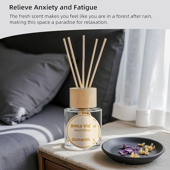 Binca Vidou Reed Diffuser Set, Lavender Osmanthus Orange&Lemon Scent Oil - Image 3