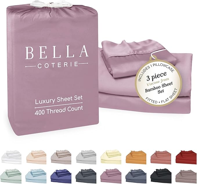 Bella Coterie Luxury Bamboo Viscose Twin Size Sheet Set | 100% Organically by BC