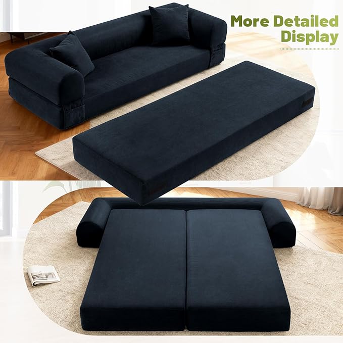 Convertible Sofa Bed, Corduroy Pull Out Couch Boneless Couches - Image 6