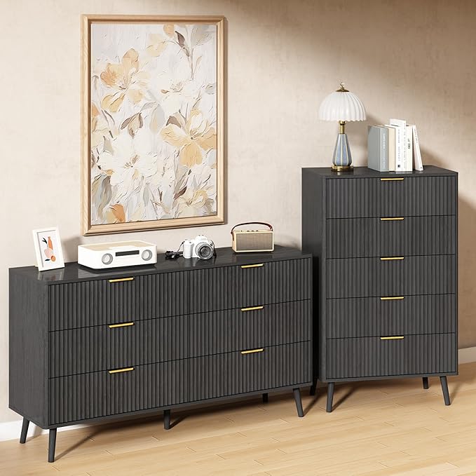 CARPETNAL Fluted 6 Drawer Dresser - Image 7
