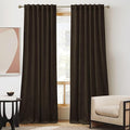 RYB HOME Brown Velvet Curtains 90 inches, Back Tab Soft Fabric Blackout Thermal by RYBHOME