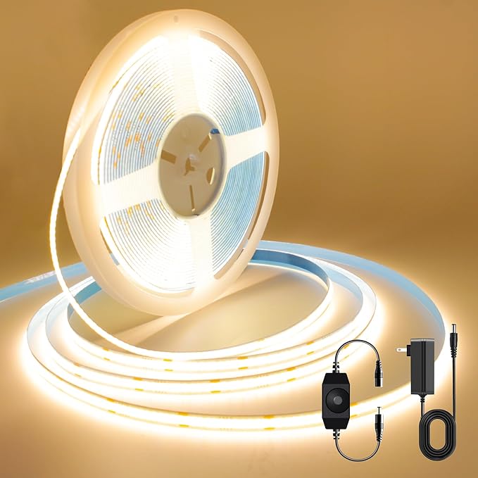 COB LED Strip, Warm White LED Strip Lights 32.8ft, 2700K COB LED Light Dimmable by AUZIWECOBLEDStripLights