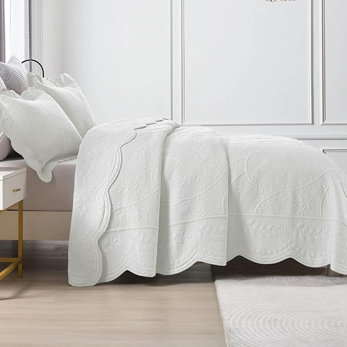 MarCielo 3-Piece 100% Cotton Oversized Bedspread Lightweight Quilt Coverlet - Image 4