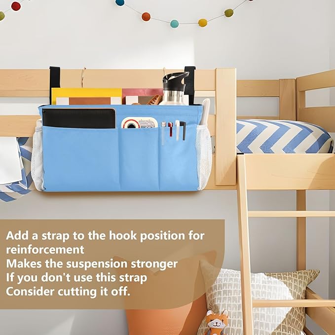 KOPIRIT Lake Blue Bedside Caddy Storage Bag Bedside Organizer - Image 6