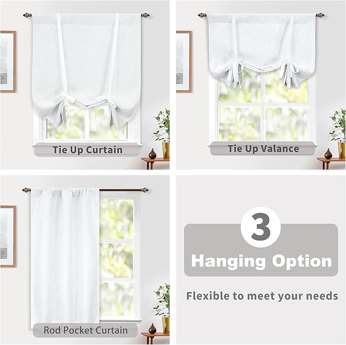 DriftAway Double Layer Linen Blackout Tie Up Curtains Thermal Insulated Fully - Image 6